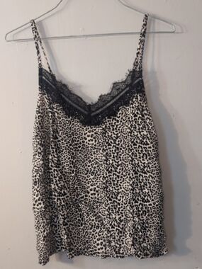 Lace-Trim Animal Print Top